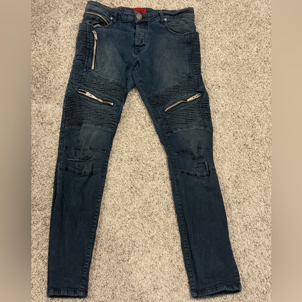 Black Skinny Jeans with Edgy Zipper Details 2Y‎ Premium